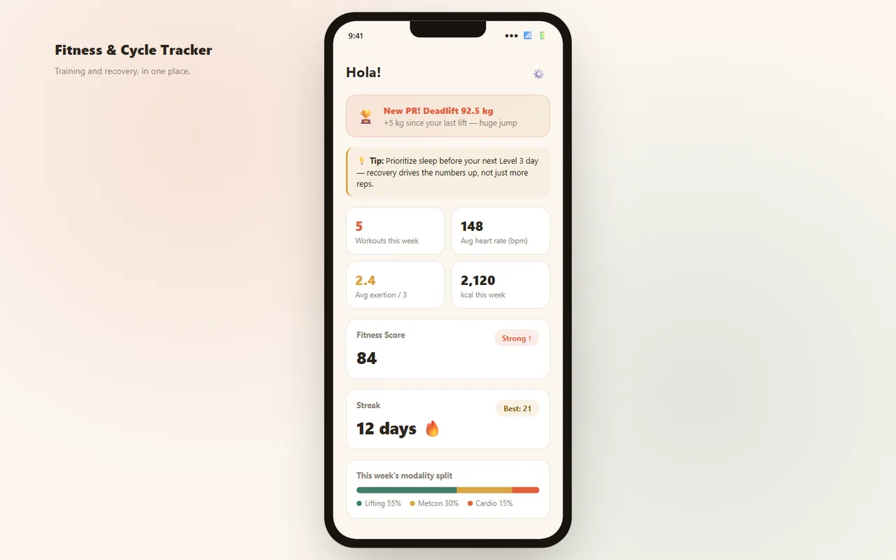 Rastreador de Fitness y Ciclo screenshot